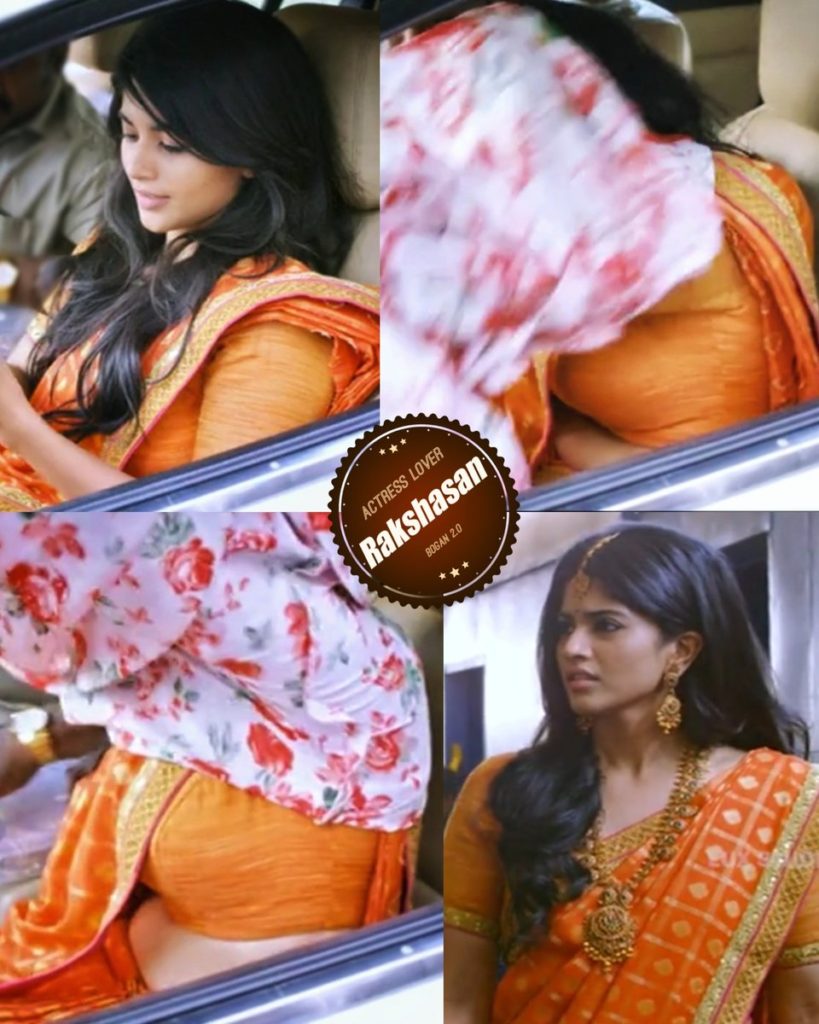 Meghaakash Orange Palam nallavey paluthu irukku saree mundhanaiya eduthu keala potu palatha jacket odakasaki puliyanum-sexy-saree-side-stripes-boobs-show